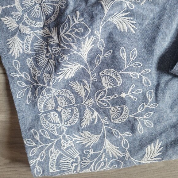 Roamans Womens Size 18 Blue Button-Front Blouse  White Embroidery NWT - Picture 4 of 8